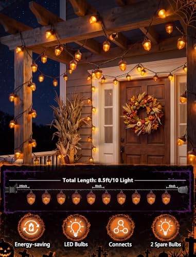 8.5 FT Fall String Lights with 10 LED 3D Acorn Plug in Autumn Décor Lights