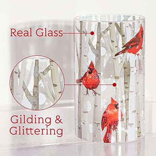 Crystal Club Christmas Flameless Candles with Remote, Cardinal Theme