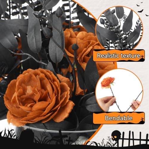 46 Pcs Halloween Gothic Flowers Skulls Vase Table Centerpiece