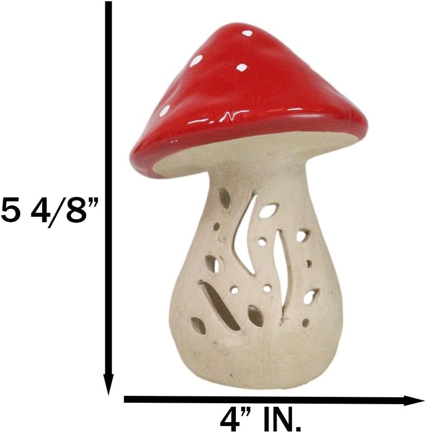 Whimsical Cottage Wicca Witchcraft Magic Toadstool Mushroom Ceramic Votive Tea / Red / Set of 2