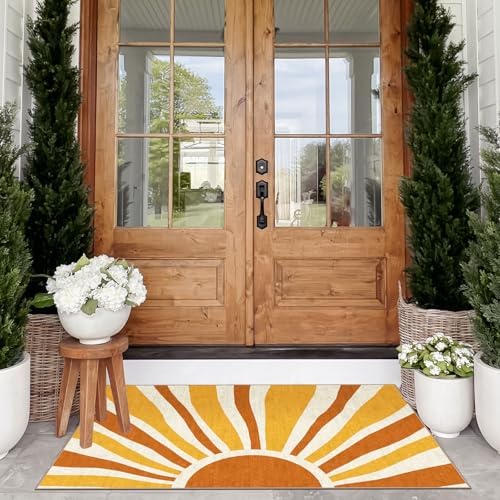 Boho Outdoor Rug - 28" x 43" Front Door Mat Indoor Outside Entrance
