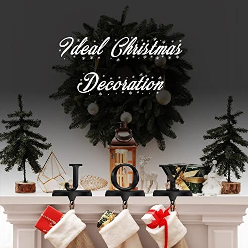 MCEAST Pack of 3 Christmas Stocking Holders Metal Mantel Stocking Clips Fireplace Stocking Hangers for Christmas Decoration, Black