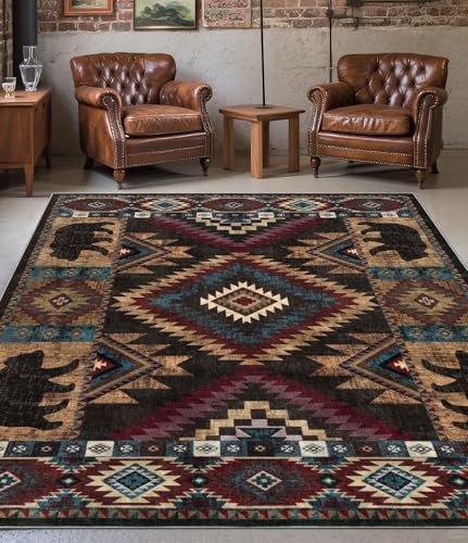 YIHOUSE Washable Western Cabin Area Rugs 5x7