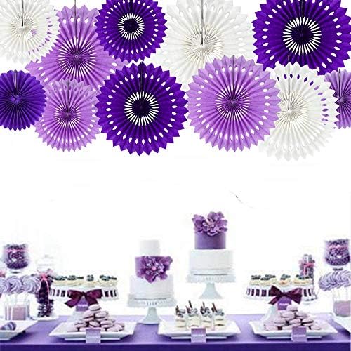 BEISHIDA Honeycomb Round Paper Fans Purple White Hanging Party Decoration