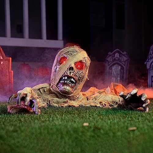 JOYIN Halloween Zombie Groundbreaker Outdoor Decoration, Zombie Groundbreaker with Light-up Eye and Creepy Sound (IR Sensor Activated) for Halloween Outside, Lawn, Graveyard Decor, Haunted House Props