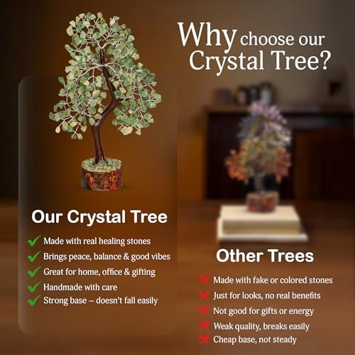 YATSKIA Green Jade Crystal Tree | Feng Shui Tree | Crystal Gifts | Home Decor Gifts for Women | Natural Stone Tree