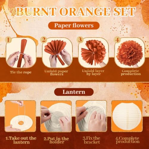 NICROHOME EUR Fall Thanksgiving Decor with Pom Poms Lanterns Fans Garlands