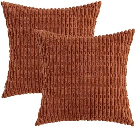 MIULEE Fall Euro Decorative Throw Pillow Covers 26x26 Dark Rust Pack of 2