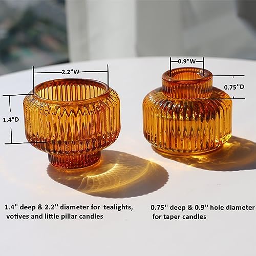 Woho 8pcs Candle Sticks Holder Decor, Amber Taper Candle Holders for Fall
