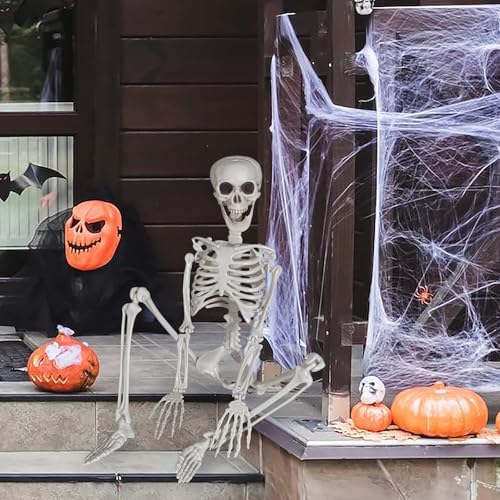 XONOR 3ft Halloween Posable Skeleton Human Full Body Plastic Skeleton Decorations for Halloween Party Haunted House Supplies (2Pcs)