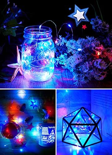 Brightown 4th of July Decor Patriotic Fairy Lights Battery Operated