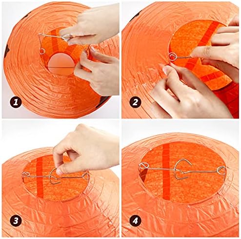 KESOTO 10 Inch Halloween Paper Pumpkin Lanterns Jack-O-Lanterns Hanging Halloween Decorations Outdoor Indoor Halloween Party Decorations, Pack of 10