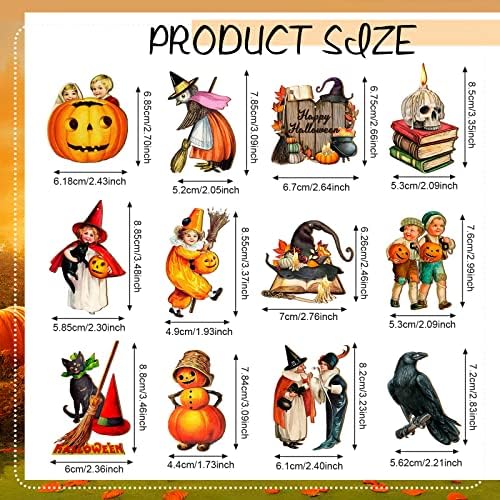 Geelin 24 Pcs Halloween Wooden Cutouts Vintage Halloween Ornaments for Tree