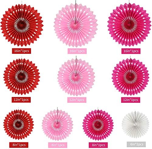 BEISHIDA Honeycomb Round Paper Fans Red Pink Mix Hanging Party Decoration