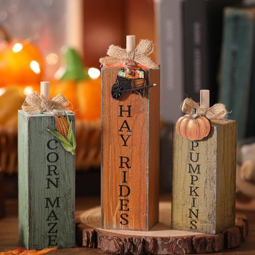 GlikCeil 3 Pcs Fall Table Decoration, Thanksgiving Tiered Tray Decor