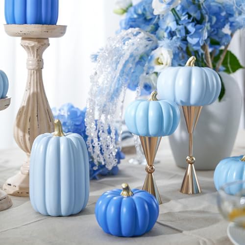 WDS WONDROUS Fall Pumpkin Decor Set of 7, Artificial Fake Pumpkins for Home