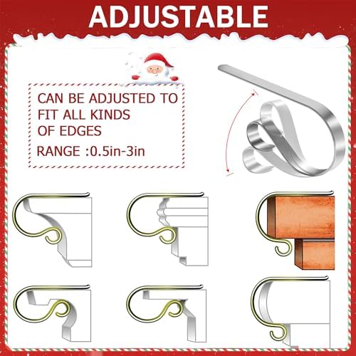 TAROSE Stocking Holders for Mantle, Christmas Stocking Holder Set of 6, Mantle Stocking Hanger Fireplace Hooks for Christmas Party Decoration Supplies(Silver)