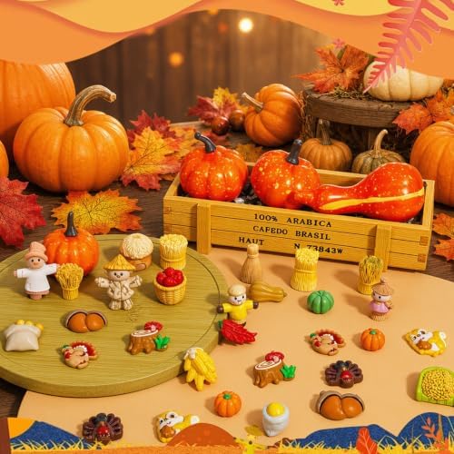 30 Pcs Thanksgiving Mini Figurines Mini Resin Thanksgiving Figurines