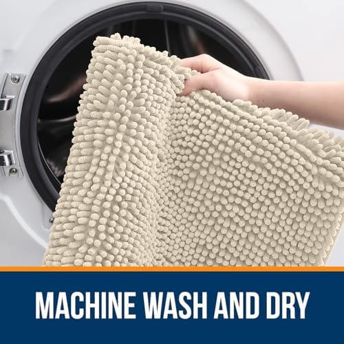 OLANLY Toilet Rugs U-Shaped 24x24, Soft Absorbent Chenille Contour Rugs