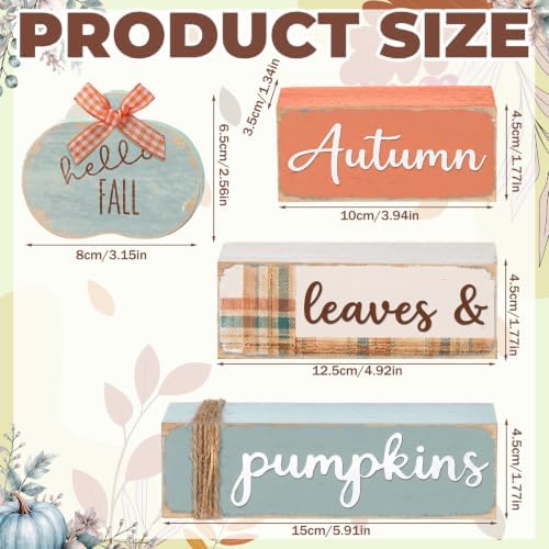 Colingmill 4 Pcs Fall Pumpkin Table Decoration Wooden Pumpkin Centerpiece