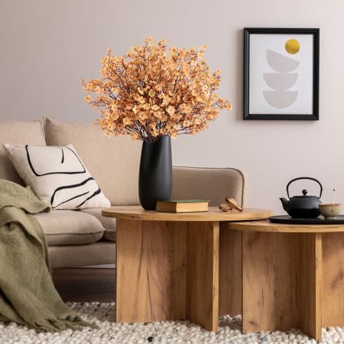8Pcs Artificial Fall Flowers Real Touch Babys Breath Fake Brown Flowers