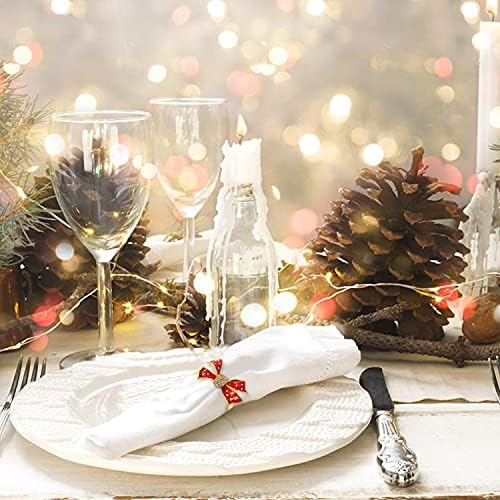 KPOSIYA Christmas Napkin Rings Set of 12 for Holiday Table Decor, Gold