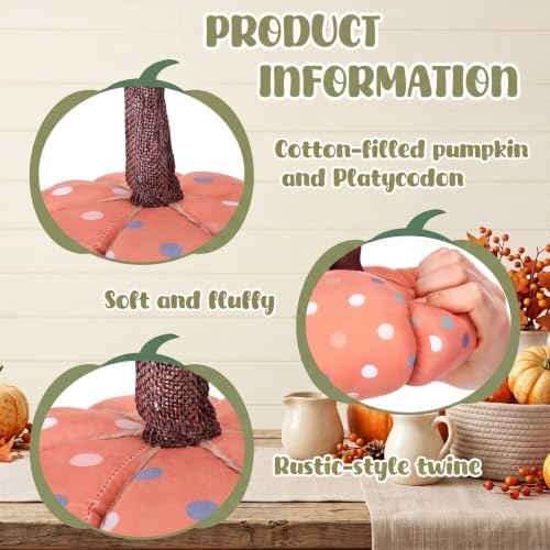 RattanView 3 Pcs Farmhouse Rustic Decorative Pumpkins, Solid Pattern Mix
