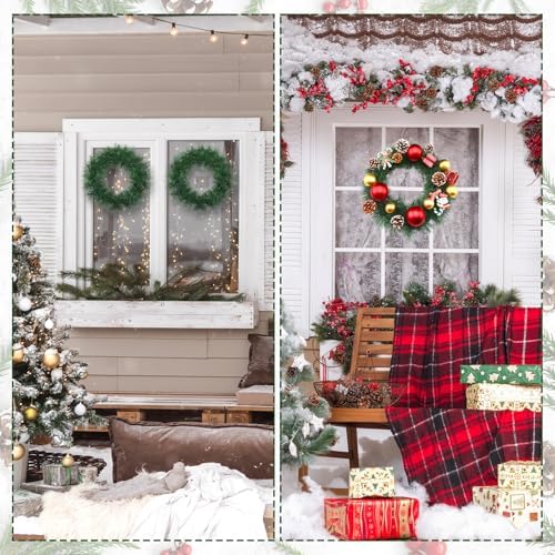Zeyune 8 Pcs 14" Christmas DIY Green Wreath Artificial Wreath, Pine Needle