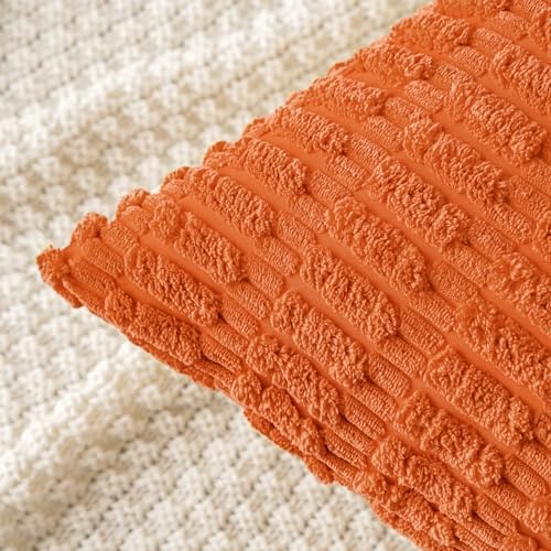 MIULEE Fall Corduroy Decorative Throw Pillow Covers 20x20 Orange Pack of 2