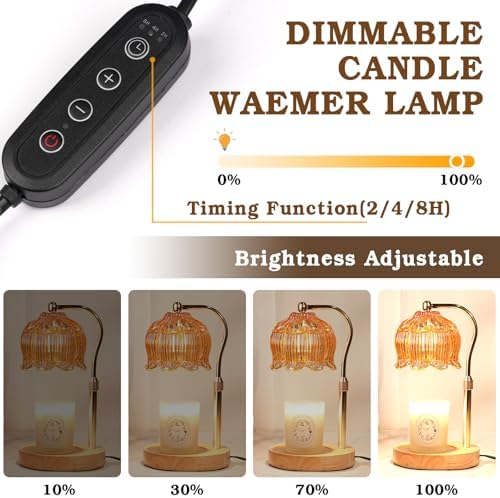 Funistree Flower Candle Warmer Lamp with Timer, Dimmable Candle Lamp Warmer, Christmas Birthday Gifts for Women Mom