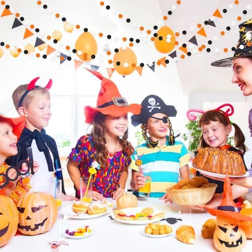 MARFOREVER 4 Pack 26.3 Ft Halloween Pom Pom Garlands Decorations