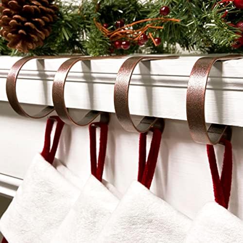 Haute Decor The Original MantleClip® Stocking Holder 4 Pack - Hang Christmas Stockings Safely and Securely from Mantels Up to 3 Inches Thick