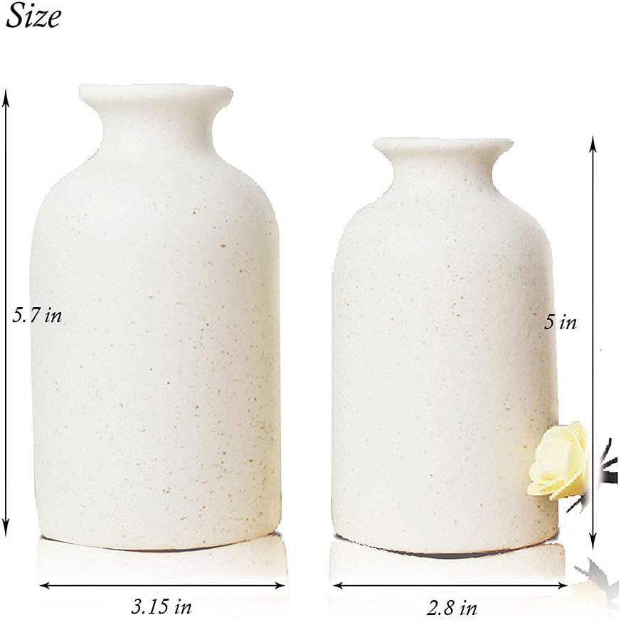 Hirdbrote Small Ceramic Vases for Decor 2-Piece / Beige & Black Dot