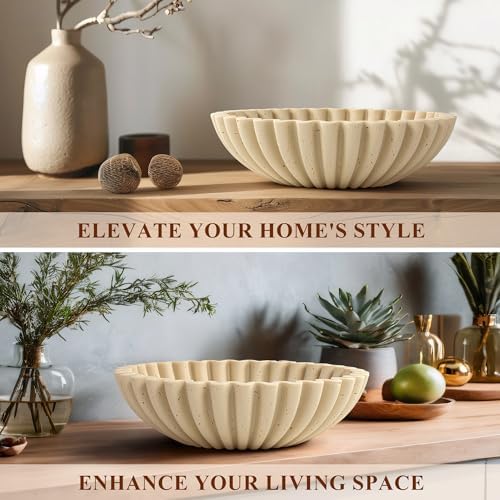 YMXYJM Large Decorative Bowl, Modern Handicraft Bowls for Home Decor, Decorative Fruit Bowl for Kitchen Counter, Ruffle