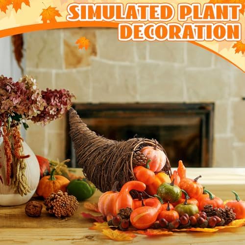 Fall Cornucopia Basket Fall Table Centerpieces 13.78'', Rustic