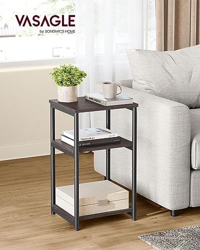 VASAGLE Side Table, Small End Table, Tall Nightstand, Steel Frame