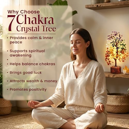 Chakra Tree of Life Birthday Gifts for Women, Mom, Sister, Friends, Handmade Healing Crystal Tree Brings Money