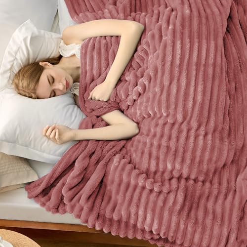 Bedsure Soft Cal King Size Blanket for Bed Dusty Pink 102"x96"