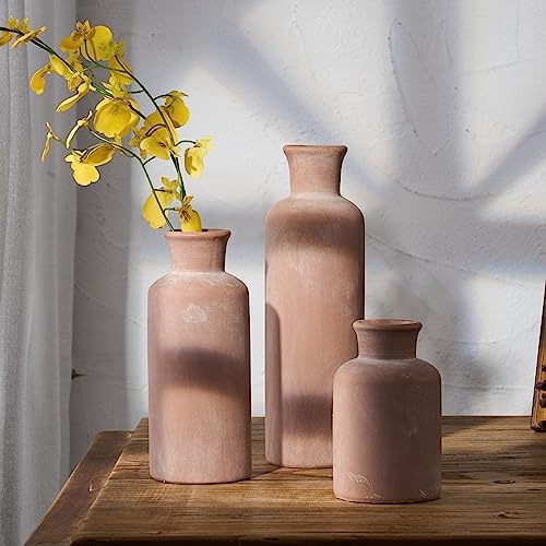 Ceramic Rustic Farmhouse Vase / Terracotta / Set of 3