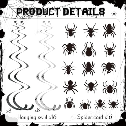 18PCS Halloween Black Spider Web Decorations