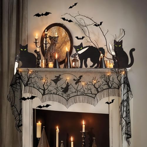 Dripykiaa Scary Black Cat Halloween Wall Decor, 3PCS Wooden Creepy Cat Decorations, Wall Art for Door, Window, Shelf, Bathroom, Living Room Halloween Decorations