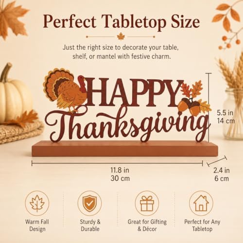 Metal Happy Thanksgiving Sign Fall Table Mantel Shelf Desk Decor