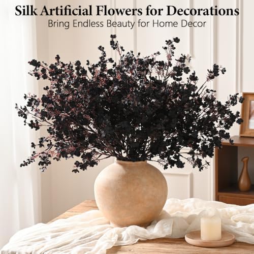 20 Pcs Baby Breath Flowers Artificial Bulk, Fake Fall Flowers, Black