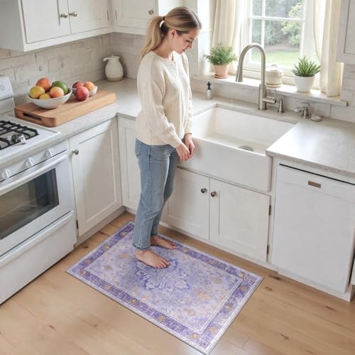 RELEANY Washable Area Rug, Small 2'x3', Purple