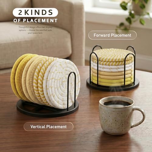 Lazebox Coasters Set of 8 for Drinks, 4 Inch Large Coasters for Coffee Table, Tabletop Protection for Hot & Cold