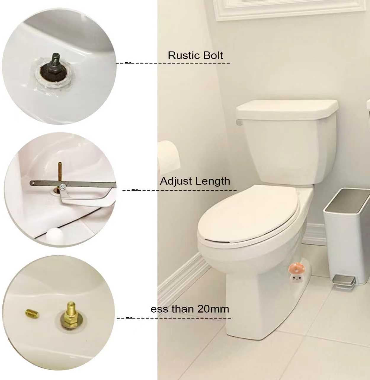 Toilet Bolt Cover for Bottom / Mushroom-pink / Set of 2