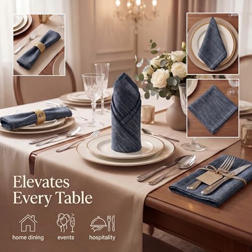 Urban Villa Cloth Napkins Cotton 20x20 (Set of 12) Black/White
