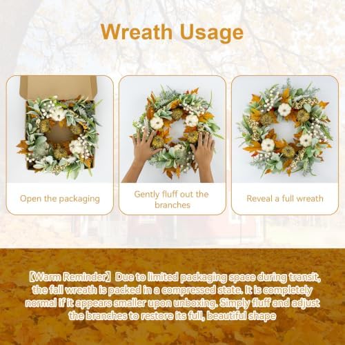 22 Inch Fall Wreaths for Front Door Fall Door Wreaths Pumpkin Autumn Wreath