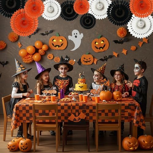 BEISHIDA Honeycomb Round Paper Fans Black Orange Hanging Party Decoration