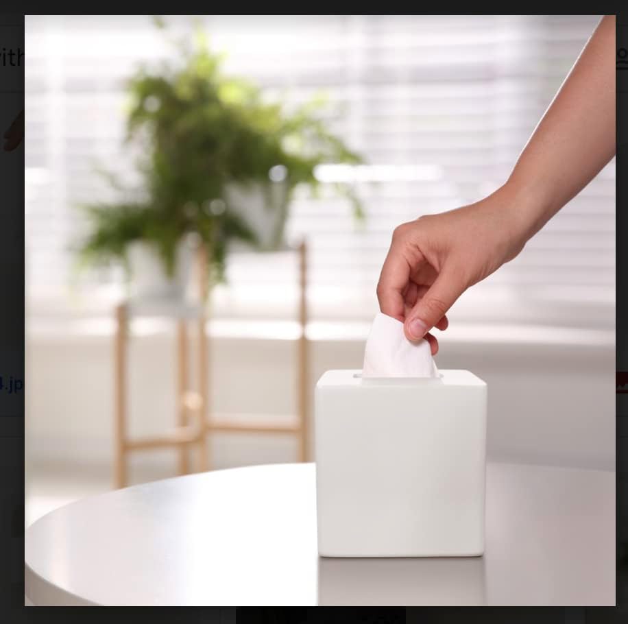 Tissue Box Cover Square -Heavy Hand-Poured Resin Tissue Box Cover Holder -Home Decor Cube / White